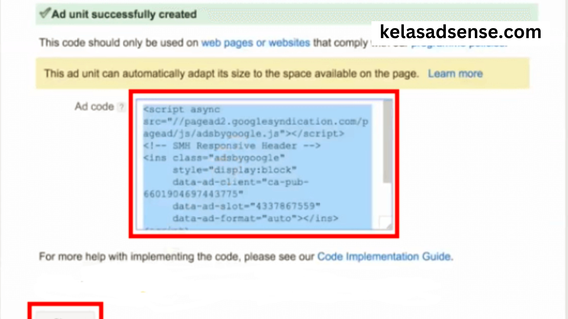cara menempelkan kode adSense ke html